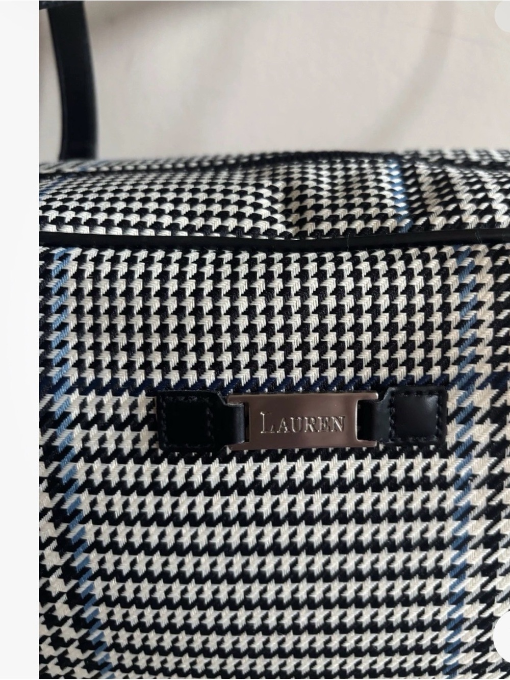 Lauren Ralph Lauren Black & White Houndstooth Shoulder Tote - Picture 6 of 6